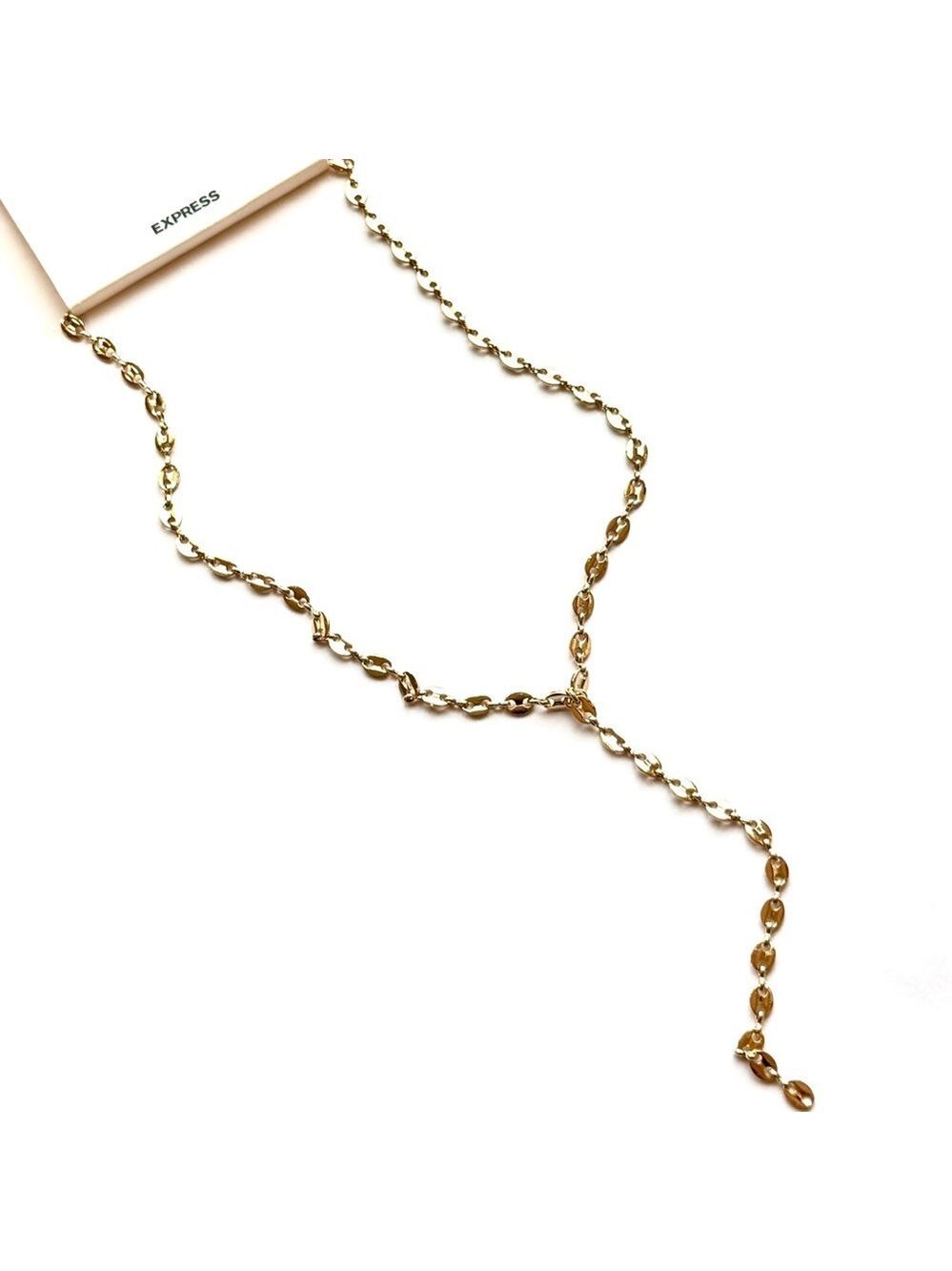 EXPRESS Gold Tone Lariat Chain Necklace NWT - Picture 2 of 6